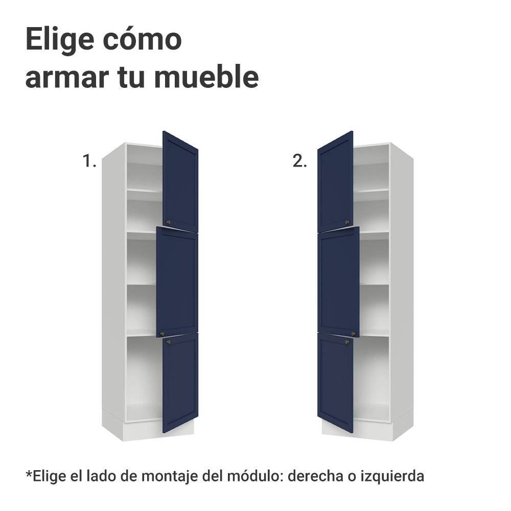 Despensero 60 cm 3 Puertas Blanco/Azul Vik Madesa