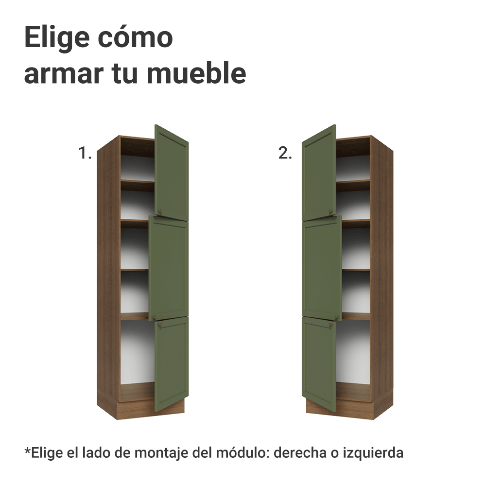 Despensero 60 cm 3 Puertas Marrón/Verde Vik Madesa