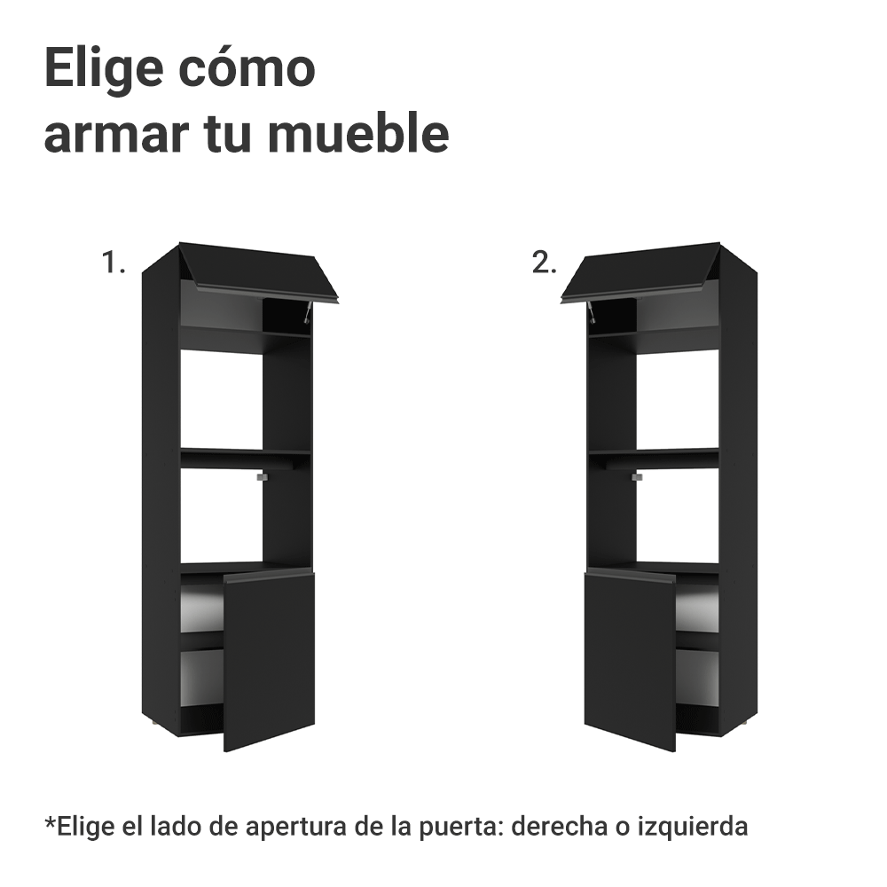 Despensero 60 cm 2 Puertas 2 Nichos Flotante Negro Nice Madesa