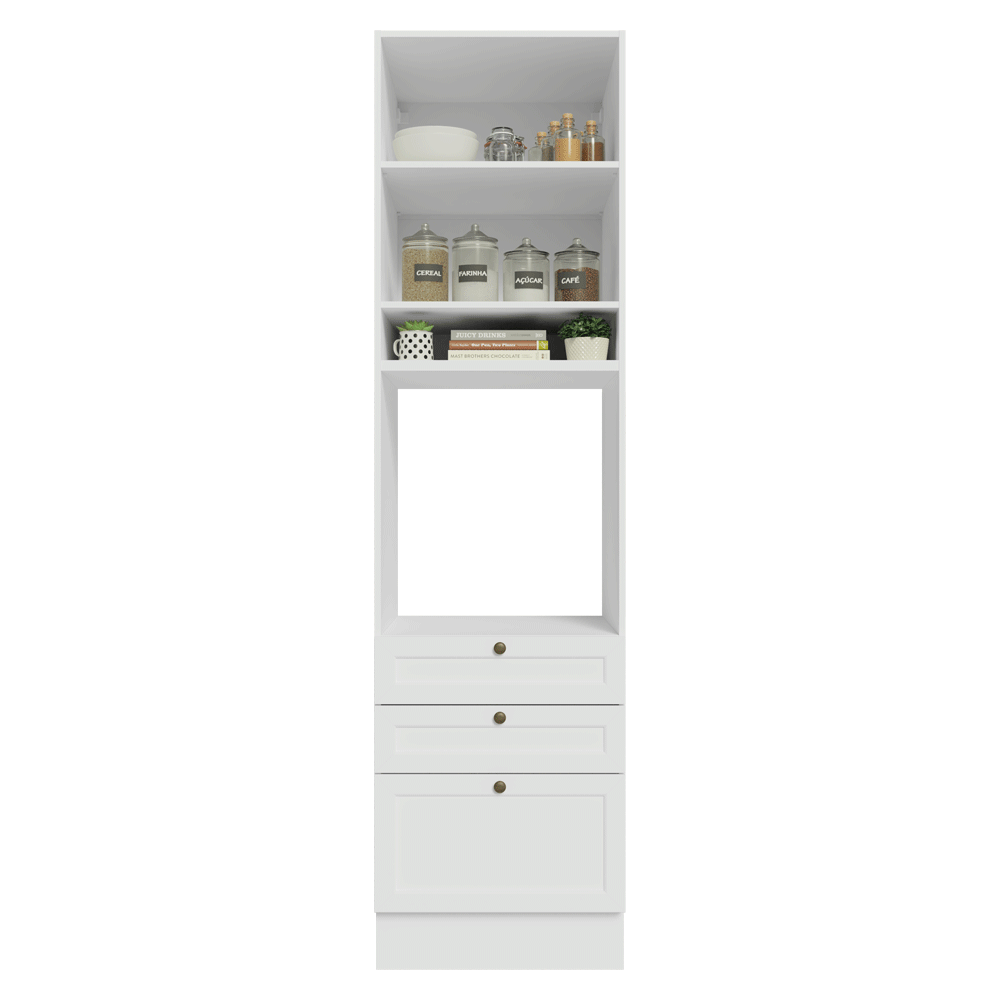 Mueble de cocina para Horno/ microondas 60 cm 1 Puerta 3 Cajones Blanco Vik Madesa