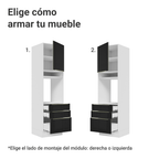 Mueble para Horno o Microondas 60 cm 1 Puerta y 3 Cajones Blanco/Negro Lux Madesa
