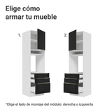 Mueble para Horno/Microondas 60 cm 1 Puerta y 3 Cajones Blanco/Negro Lux Madesa