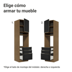 Mueble para Horno o Microondas 60 cm 1 Puerta y 3 Cajones Marrón/Negro Lux Madesa