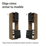 Mueble para Horno/Microondas 60 cm 1 Puerta y 3 Cajones Marrón/Negro Lux Madesa