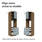 Mueble para Horno o Microondas 60 cm 1 Puerta y 3 Cajones Marrón/Gris Lux Madesa