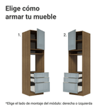 Mueble para Horno/Microondas 60 cm 1 Puerta y 3 Cajones Blanco/Gris Lux Madesa
