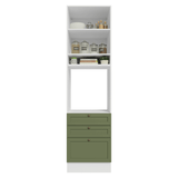 Mueble de cocina para Horno/ microondas 60 cm 1 Puerta 3 Cajones Blanco/Verde Vik Madesa