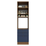 Mueble de cocina para Horno/ microondas 60 cm 1 Puerta 3 Cajones Marrón/Azul Vik Madesa