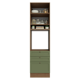 Mueble de cocina para Horno/ microondas 60 cm 1 Puerta 3 Cajones Marrón/Verde Vik Madesa