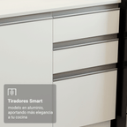 Mueble para Horno y Microondas 70 cm 3 Puertas Blanco/Marrón 100% MDF Smart Madesa