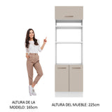Mueble de cocina para Horno/ Microondas 70 cm Sin cajones 3 Puertas Agata Blanco/Crema