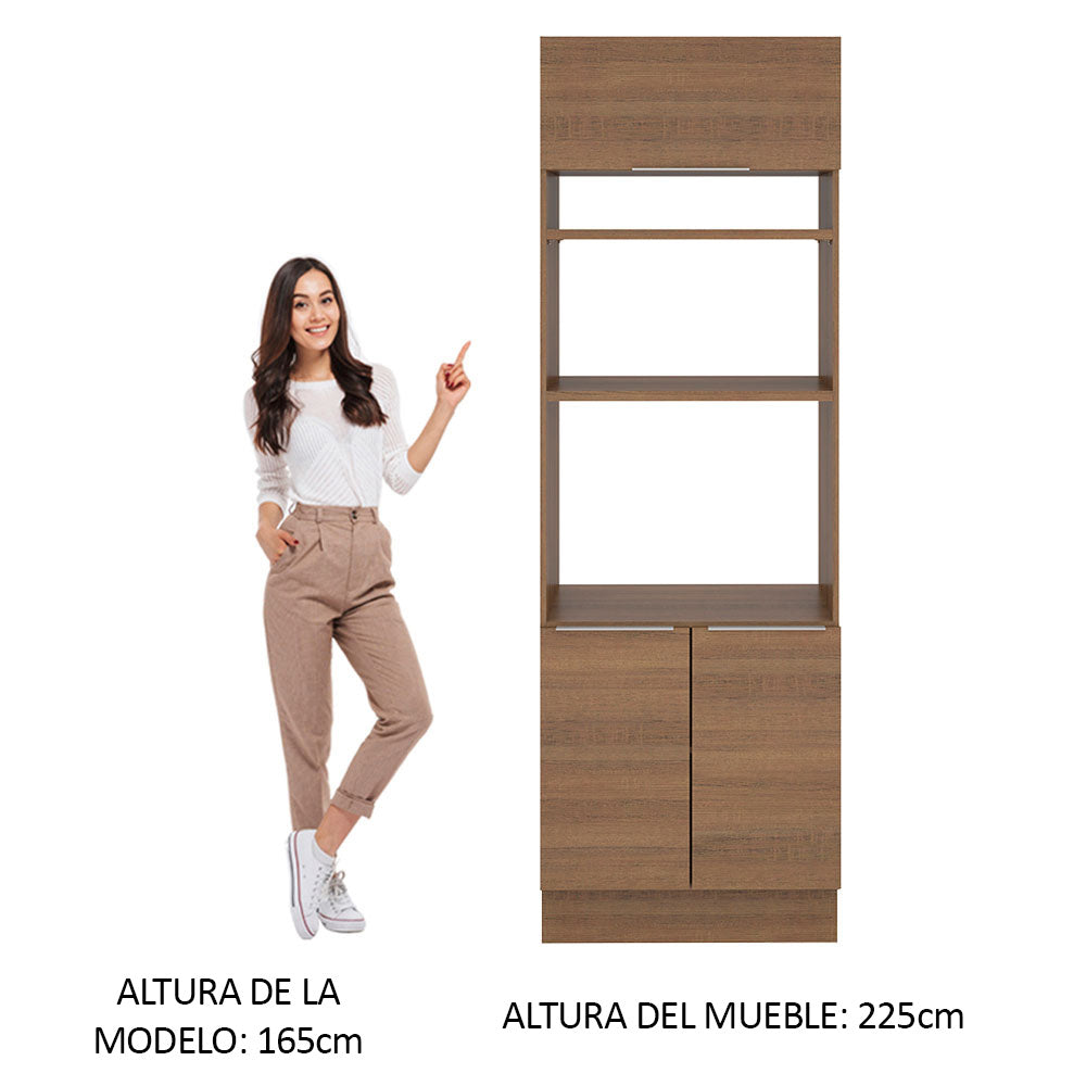 Mueble de cocina para Horno/ Microondas 70 cm Sin cajones 3 Puertas Stella Marrón