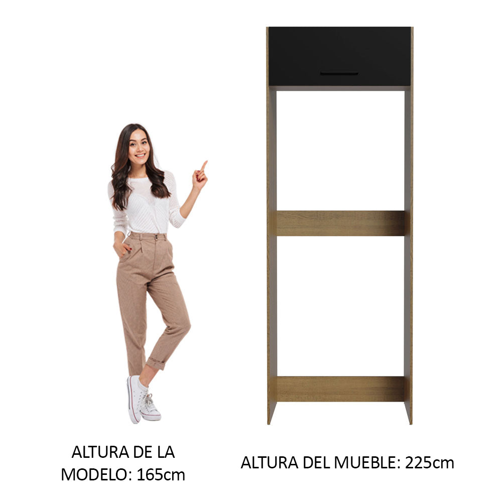 Mueble para Empotrar Heladera 1 Puerta Abatible Marrón/Negro Agata Madesa