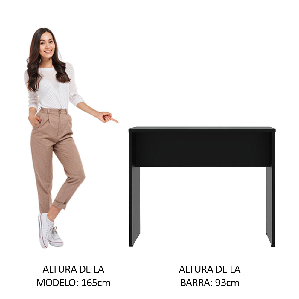 Isla de Cocina con Barra Desayunador 115cm Negro Madesa