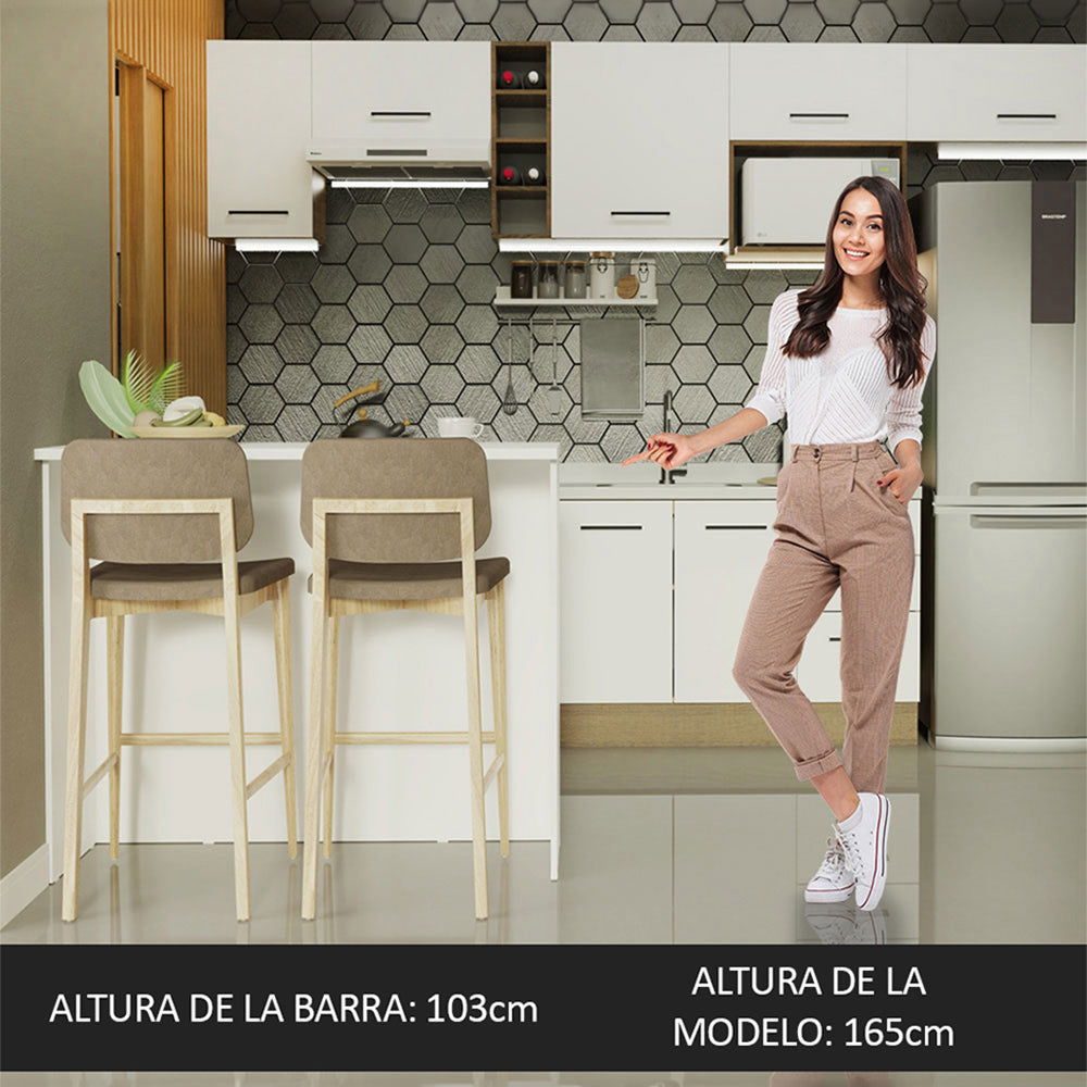 Isla de Cocina con Barra desayunador Madesa 120cm B1