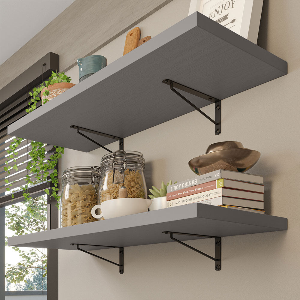 Kit 2 Estantes Suspendidas para Cocina 60 cm con Soporte Gris