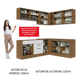 Combo completo de Cocina Esquinera 389cm Agata Madesa 01 Marrón/Blanco