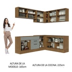 Combo completo de Cocina Esquinera 389 cm 9 Puertas 2 Cajones Sin Mesada Marrón/Gris Agata Madesa