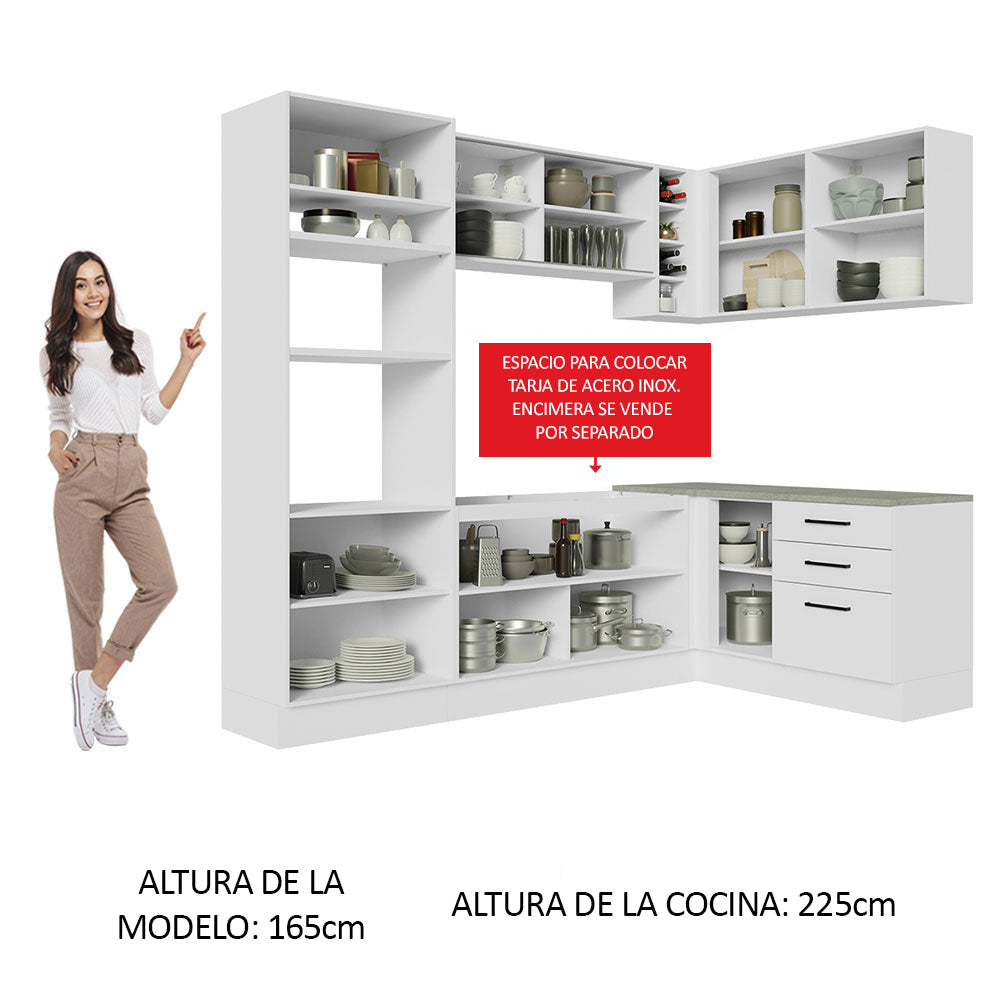 Combo completo de Cocina Esquinera 399cm Agata Madesa 01 Blanco