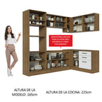 Combo completo de Cocina Esquinera 399 cm 10 Puertas 3 Cajones Sin Mesada Marrón/Blanco Agata Madesa
