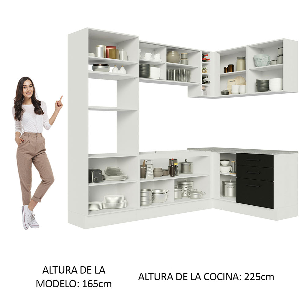 Combo completo de Cocina Esquinera 399cm Blanco/Negro Agata 01
