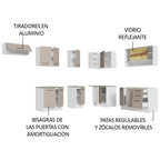 Combo completo de Cocina Esquinera 486 cm 13 Puertas 3 Cajones Sin Mesada Blanco/Crema Agata Madesa