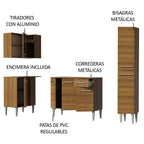 Combo completo de Cocina Esquinera 261 cm 7 Puertas 1 Cajón Marrón Emilly Madesa