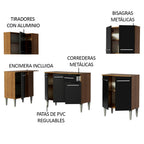 Combo completo de Cocina Esquinera 293 cm 9 Puertas 1 Cajón Marrón/Negro Emilly Madesa