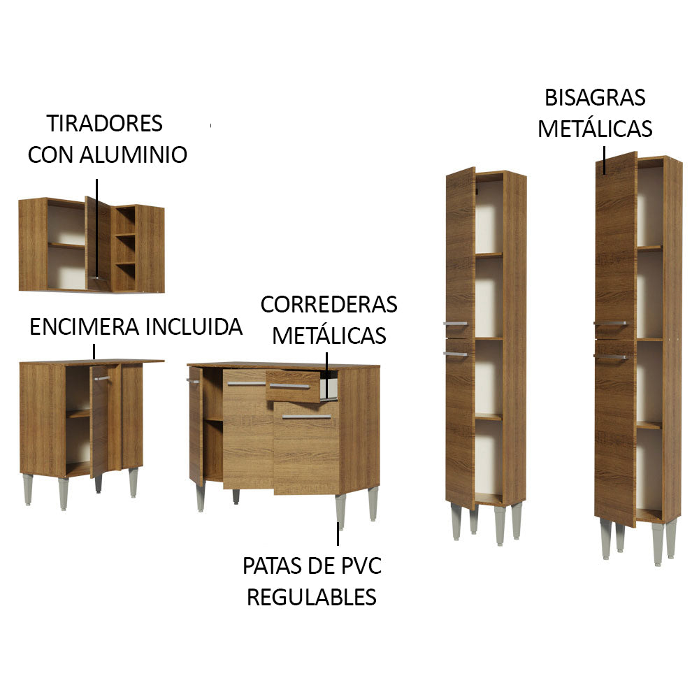 Combo completo de Cocina Esquinera Madesa Emilly 293cm Marrón/Negro 02