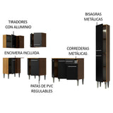 Combo completo de Cocina Esquinera Madesa Emilly 325cm Marrón/Negro 02