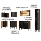 Combo completo de Cocina Esquinera 325 cm 13 Puertas 1 Cajón Marrón/Negro Emilly Madesa 04