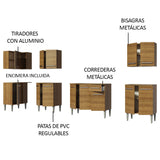 Combo completo de Cocina Esquinera 357cm Marrón Emilly Rock Madesa01