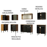 Combo completo de Cocina Esquinera Madesa Emilly 357cm Marrón/Negro 02