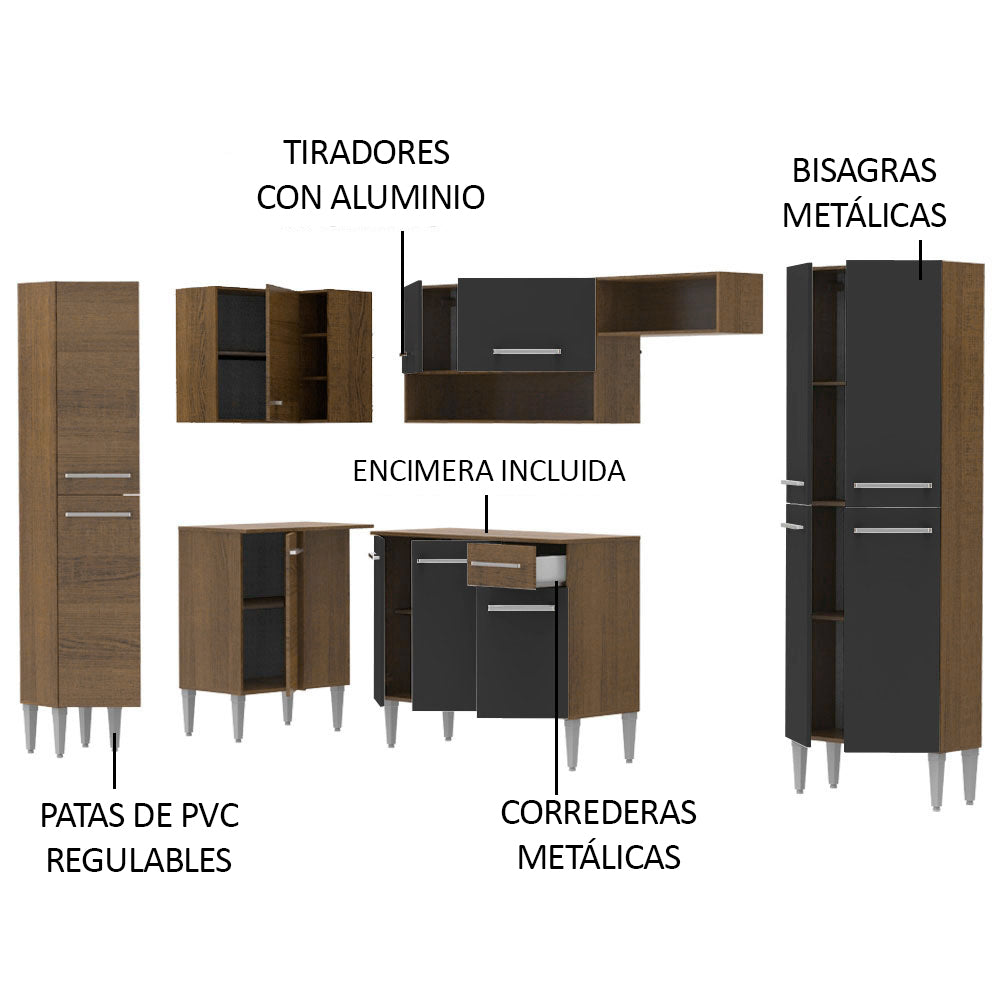 Combo completo de Cocina Esquinera 385cm Emilly Love Madesa 01