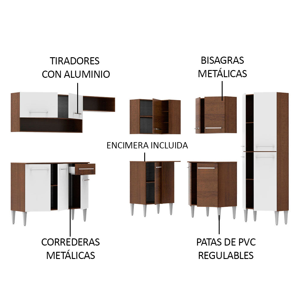 Combo completo de Cocina Esquinera Madesa 417cm Emilly Ice 01
