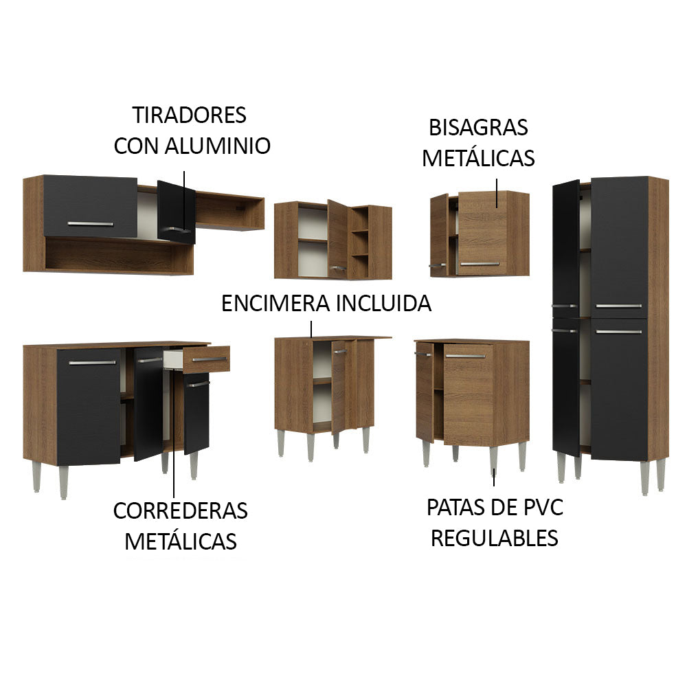 Combo completo de Cocina Esquinera Madesa 417cm Emilly 02 - Marrón