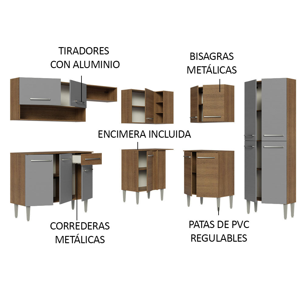 Combo completo de Cocina Esquinera Madesa Emilly 417cm MG