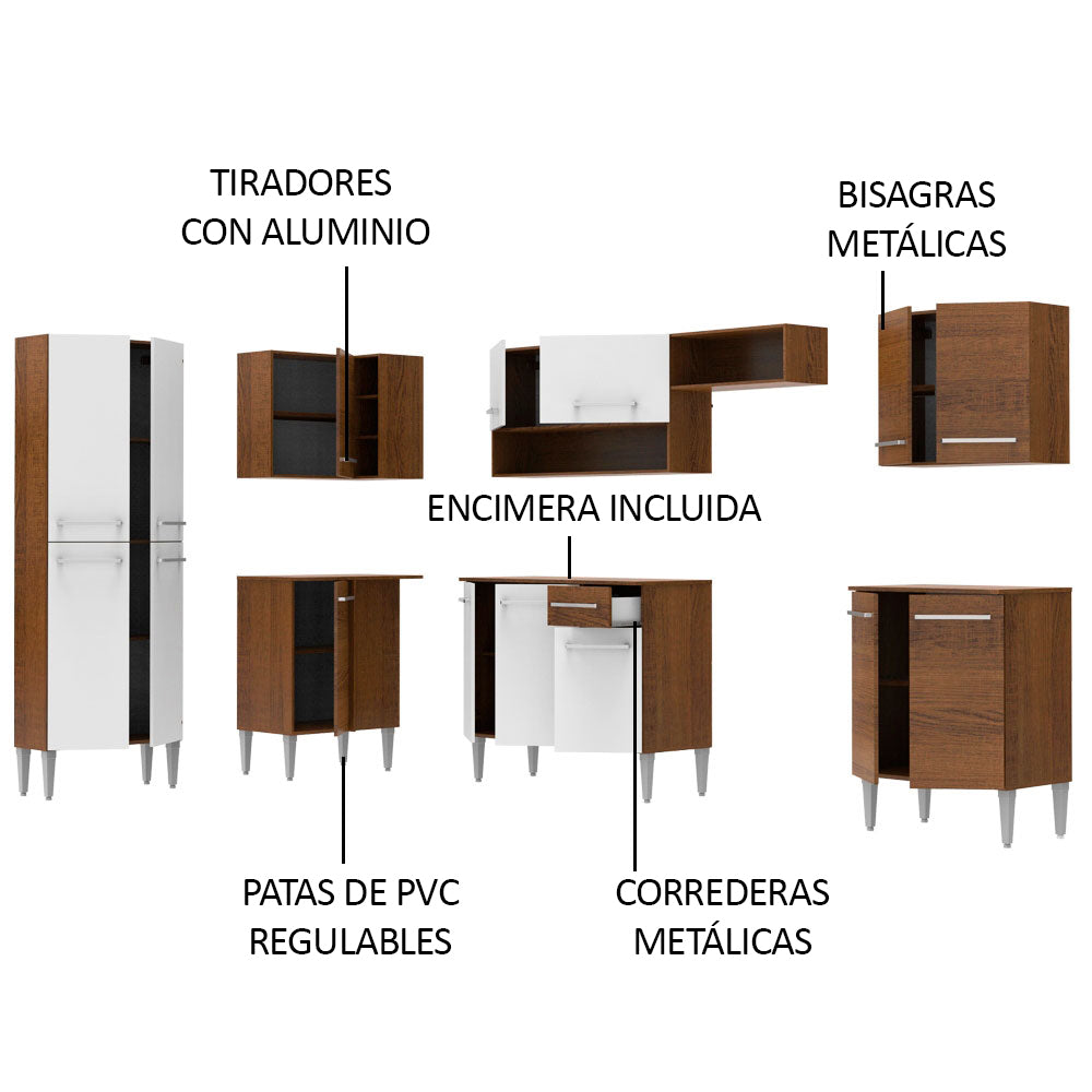 Combo completo de Cocina Esquinera 481cm Emilly Moon Madesa 01