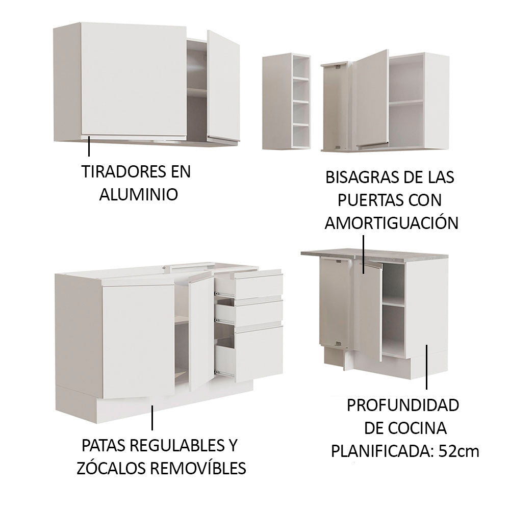 Combo completo de Cocina Esquinera 269cm Glamy Madesa 01