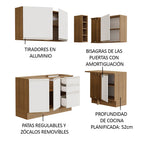 Combo completo de Cocina Esquinera 269 cm 6 Puertas 3 Cajones Sin Mesada Marrón/Blanco Glamy Madesa