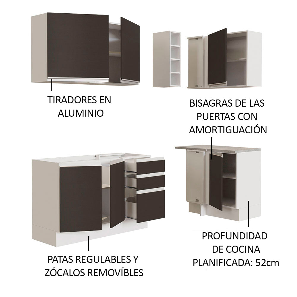 Combo completo de Cocina Esquinera Madesa Glamy 269cm BN 01