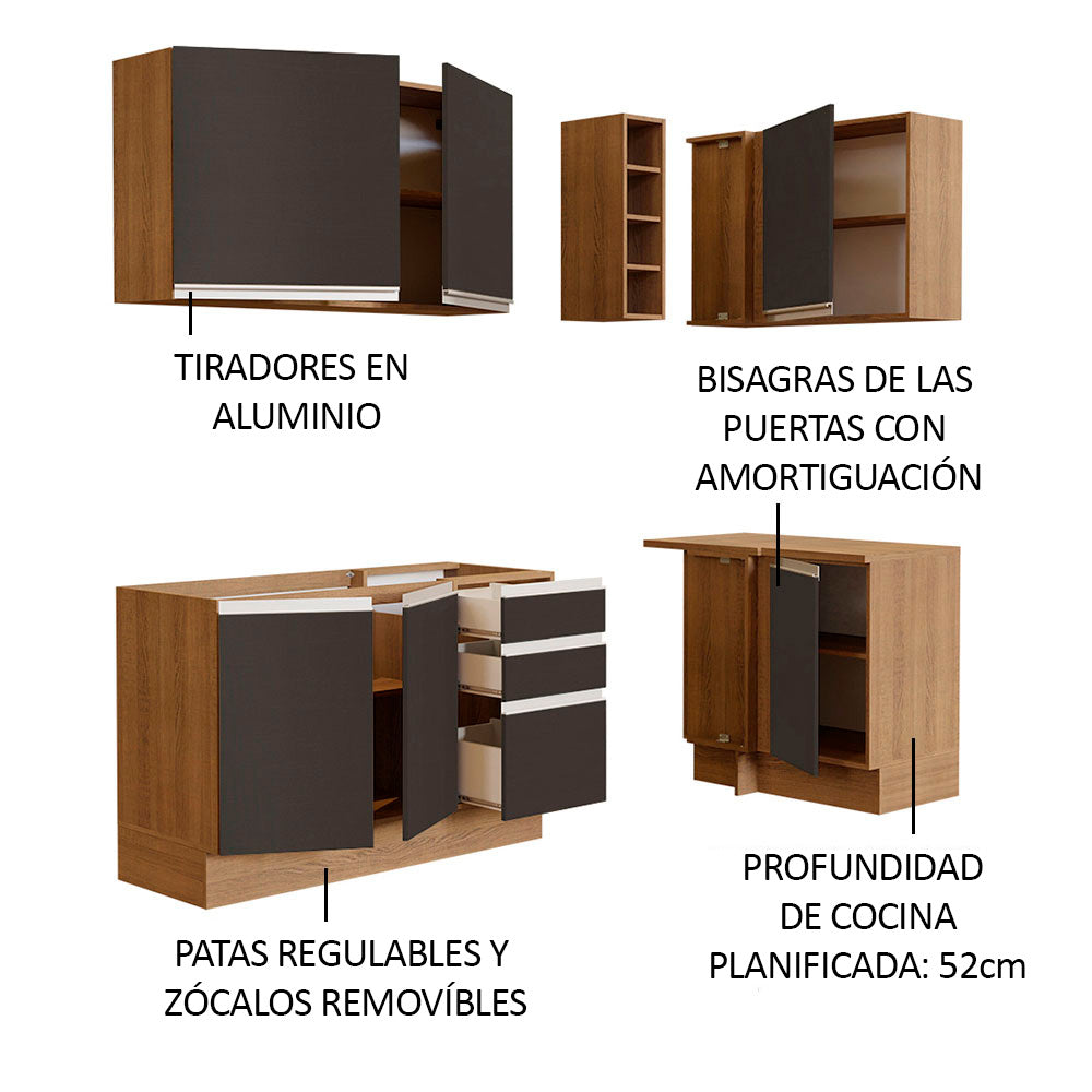 Combo completo de Cocina Esquinera Madesa Glamy 269cm MN 01