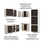 Combo completo de Cocina Esquinera 329 cm 9 Puertas 3 Cajones Sin Mesada Blanco/Negro Glamy Madesa