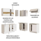 Combo completo de Cocina Esquinera 349 cm 9 Puertas 3 Cajones Sin Mesada Blanco Glamy Madesa
