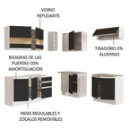 Combo completo de Cocina Esquinera 349 cm 9 Puertas 3 Cajones Sin Mesada Blanco/Negro Glamy Madesa