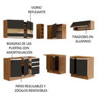 Combo completo de Cocina Esquinera 349 cm 9 Puertas 3 Cajones Sin Mesada Marrón/Negro Glamy Madesa