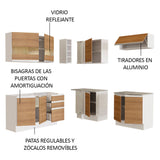 Combo completo de Cocina Esquinera 349cm Glamy 01 Madesa Blanco/Marrón