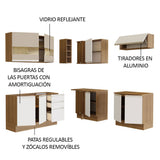 Combo Completo de Cocina Esquinera 349 cm Marrón/Blanco/Crema Glamy Madesa 01