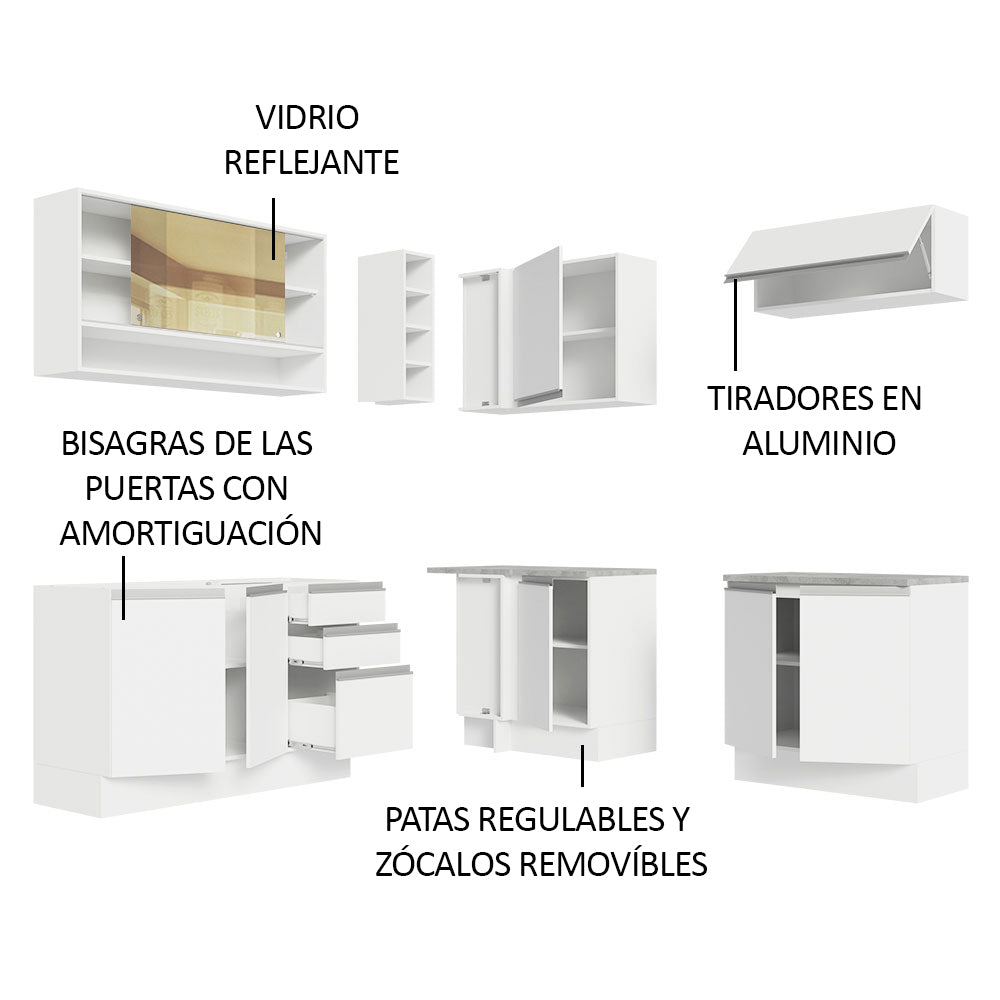 Combo completo de Cocina Esquinera Madesa Glamy Sin Mesón De Acero
