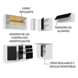 Combo completo de Cocina Esquinera 349cm Blanco/Negro Glamy Madesa 06